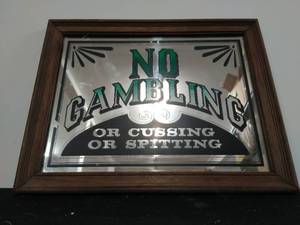 lot 92 image: No Gambling Framed Mirrored Sign
