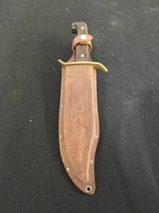lot 96 image: Large Bowie Knife with Case