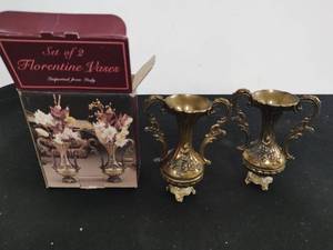 lot 138 image: Pair of Brass Florentine Vases