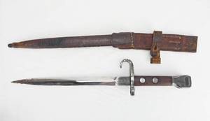 Antique Austrian State Weapons Manufacturing Company Steyr M 1895 Bayonet and Leather Sheath