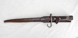 Antique Austrian State Weapons Manufacturing Company Steyr M 1895 Bayonet and Leather Sheath