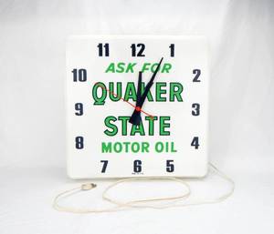 Vintage Quaker State Motor Oil Lighted Clock