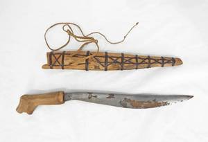 Vintage WWII Filipino Bolo Knife and Wood Sheath