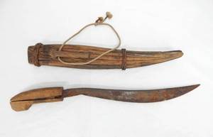 Vintage WWII Filipino Bolo Knife and Wood Sheath