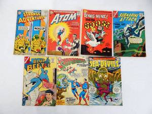 Lot of 7 Vintage 1960s and 1970 Silver Age Comic Books Including Blue Beetle, Superman and More
