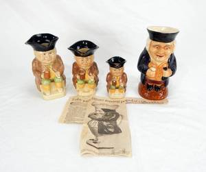 Set of 4 Vintage English Toby Mugs