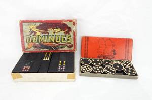Vintage Halsam 920 Dominoes and 1935 Bottoms Up Game