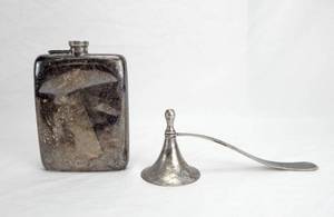 Vintage William Neale and Sons Hip Flask and English Candle Snuffer
