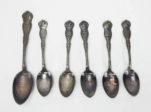 Lot of 6 Wm Rogers and Son Antique Souvenir  Spoons
