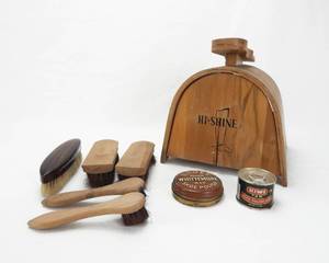 Vintage HI-SHINE Shoe Shine Stand and Accessories