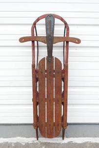 Antique Wood Sled with Metal Runners