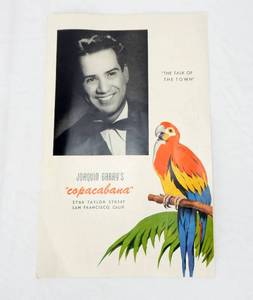 Vintage 1946 Joaquin Garays Copacabana San Francisco Dinner Menu