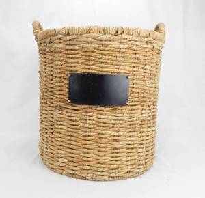 Wicker Storage Basket with Handles and Chalkboard Tags
