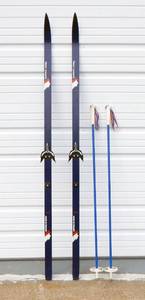 Vintage Normark 440 Cross Country Skis 195 length with poles