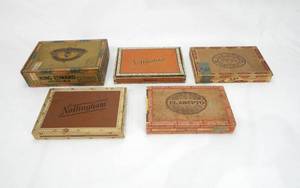 Lot of 5 Vintage Cigar Boxes