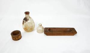 Lot of Vintage Bottle and Wood Items