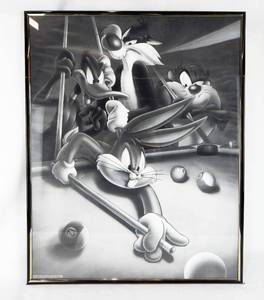 Framed Looney Tunes Black and White Character Print