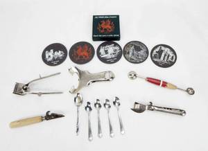 Lot of Antique and Vintage Items including Welsh Coasters, Hair Trimmers, Openers and Wolff Inox Spoons