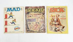 Lot of 3 Vintage 1963 Mad, Cracked and Sick Magazines
