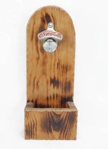 Vintage Coca Cola Bottle Opener on Wood Holder