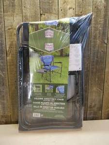 lot 48 image: Timber Ridge Folding Directors Chair With Side Table - New