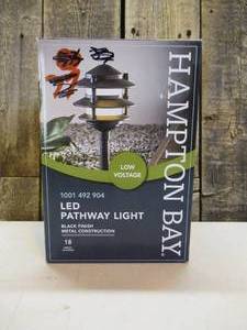 lot 47 image: Hampton Bay Low Voltage 18 Lumens LED Black 3-tier Metal Pathway Light 3100k