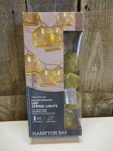 lot 50 image: Indoor 12 ft. Battery Operated Metal Integrated LED String Lights (10-Light)