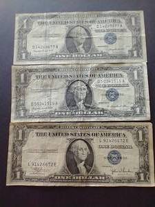 3 Silver Certificate $1 Notes