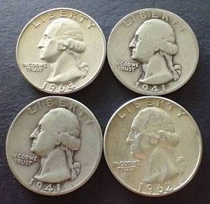4 90% Silver Washington Quarters