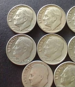 10 90% Silver Roosevelt Dimes
