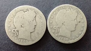 2 90% Silver Barber Quarters