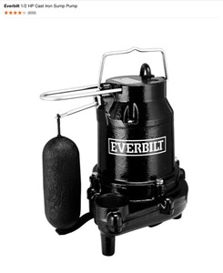 Everbilt 12 HP Cast Iron Sump Pump & Universal Hose Kit. See Pictures