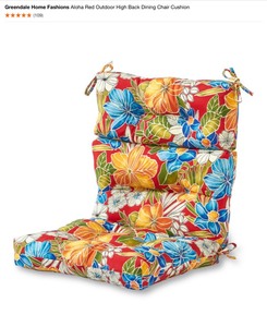 Greendale Home Fashions Aloha Red Outdoor High Back Dining Chair Cushions & Throw Pillows. See Pictures