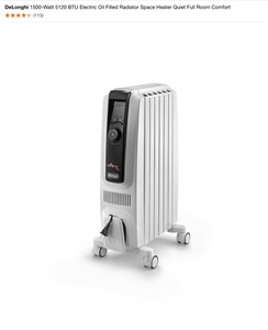DeLonghi 1500-Watt 5120 BTU Electric Oil Filled Radiator Space Heater Quiet Full Room Comfort. See Pictures