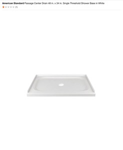 American Standard Passage Center Drain 48 in. x 34 in. Single Threshold Shower Base in White. See Pictures