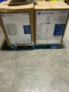 Pallet of Glacier Bay Laundry Sinks, Vanity Combo & Vanity Top. Various Conditions. See Pictures