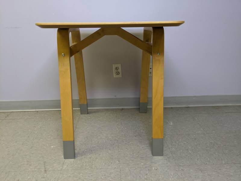 lot 907 image: Bent Wood Classroom Style Desk & Classic Oak Swivel Office Chair