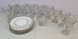 lot 342 image: Be Our Guest - Century Goblets (9) Snack Plates (9) & Teacup