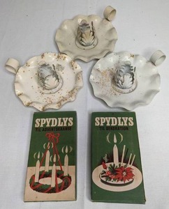 lot 266 image: Set of (3) Vintage Wrought Iron Candle Holders & (2) Boxes of Small Candles