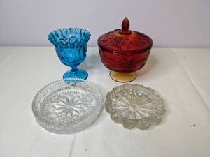lot 295 image: Lot of Red, Clear & Blue GlasswareCrystal