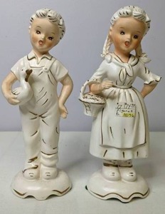 lot 277 image: Vintage Enesco Figurine Set of (2) Little Boy & Girl