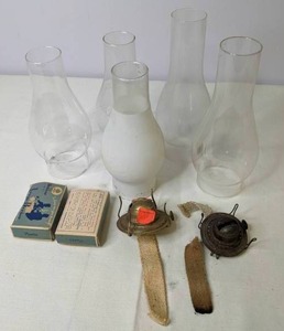 lot 283 image: Vintage Oil Lamp Parts