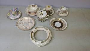 lot 800 image: Stunning Collection of Hand-Painted Fine China Teacups, Saucers, and Stands