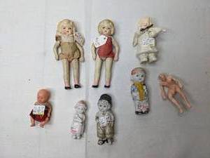 lot 211 image: Collection of 8 Vintage Doll Figurines Bisque and More