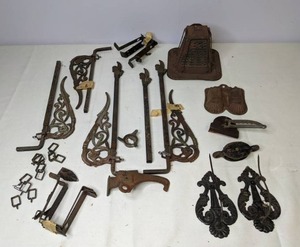 lot 205 image: Collection of Vintage Metal Curtain Fixtures