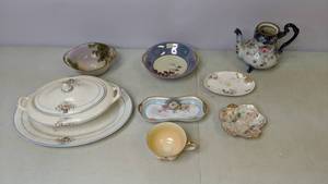 lot 805 image: Mixed Lot of Antique Dishware, Some Hand-painted, Hopewell, H&Co Selb Bavaria, Lenwile, Limoges and More