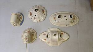 lot 318 image: Lot of 5 Antique Porcelier Floral Light Fixtures