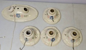 lot 813 image: Lot of 5 Antique Porcelier Floral Light Fixtures