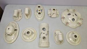 lot 328 image: Lot of 10 Antique Porcelier Light Fixtures