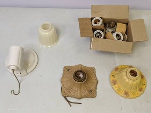 lot 337 image: Lot of Antique Light Fixtures & Accessories